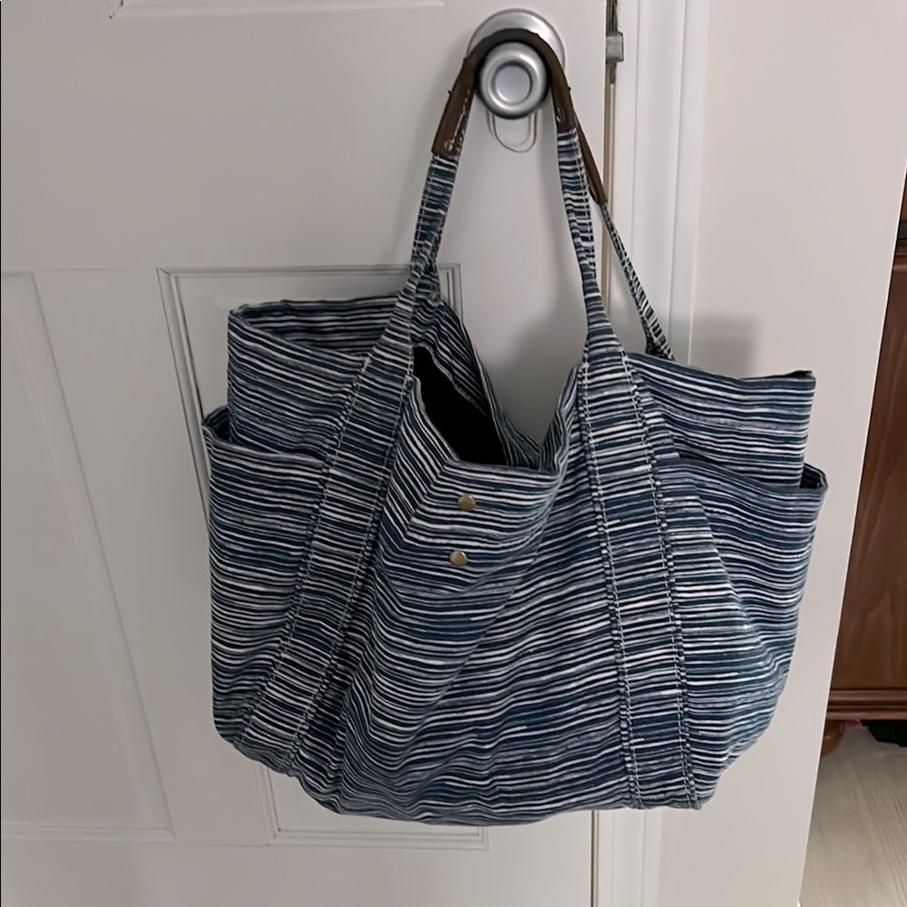 Merona Nautical Blue and White Striped Tote Bag